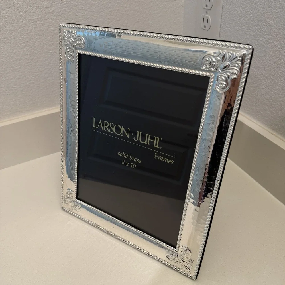 Vintage Larson Juhl Victorian Antique Solid Brass 8x10 Picture Frame Silver Tone